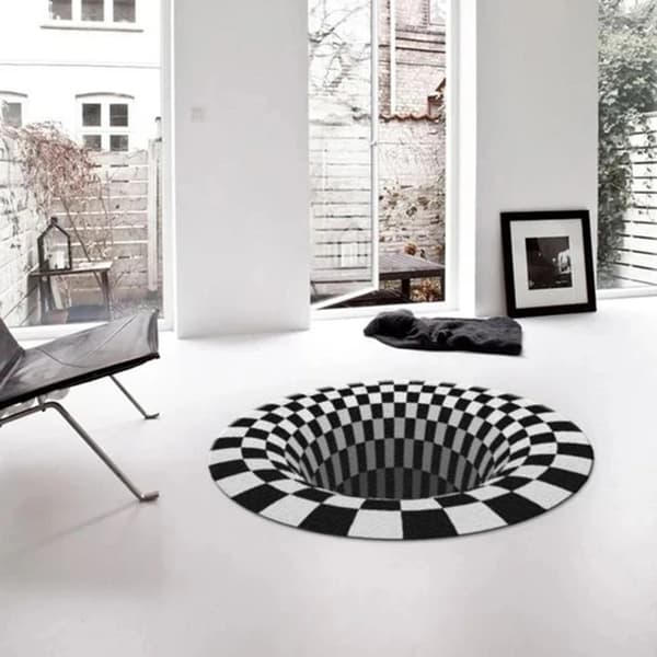 Vortex Illusion Teppe 3D Felle Effekt Trykk Teppe Soverom Stue Studierom Gulvmatte 60*90cm Square