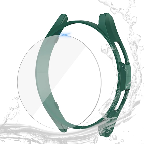 Glas+ etui til Samsung Galaxy Watch 6/6 Classic Vandafvisende PC Galaxy Watch 6/6 Classic 40/44/43/47 mm cover+ skærmbeskytter Grøn Y Green Galaxy Watch 6 40mm