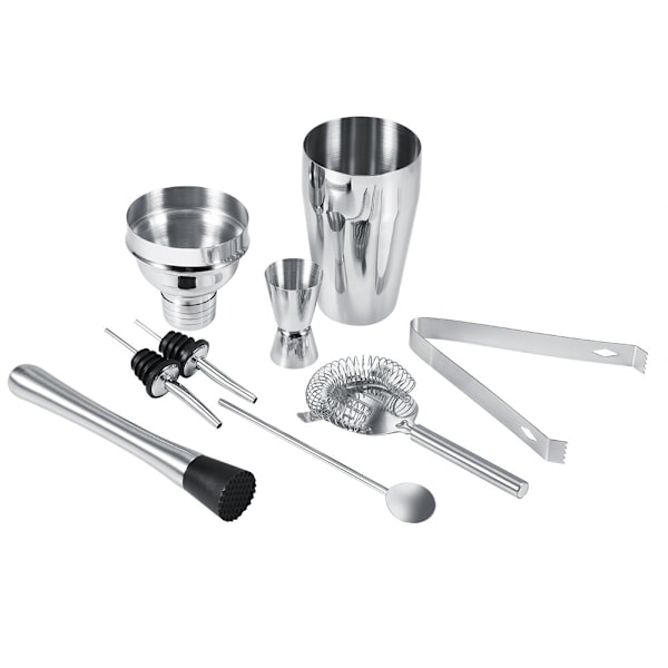 INF 8-delad cocktailset, barset, shaker 550ml - Rostfritt stål Silver