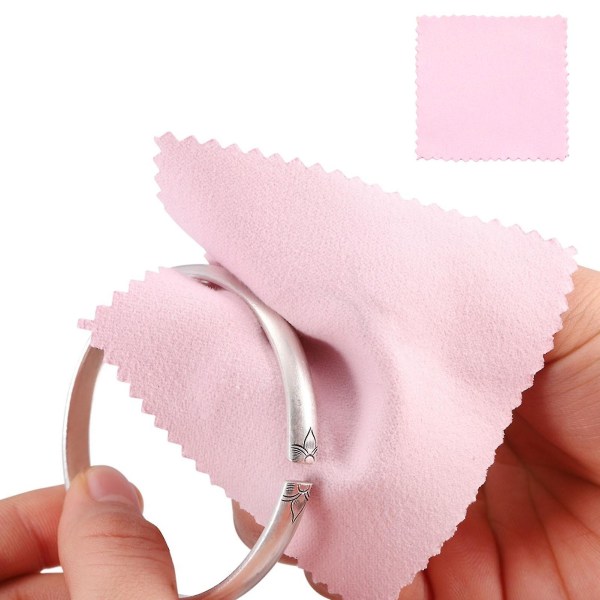 Farfi 100st Glasögon Tyg anti-scratch Dubbelsidig Mjuk Tvättbar Fyrkantig Smycken Underhåll Mocka Pure Color Örhängen Ringar Halsband Polering Clot Pink