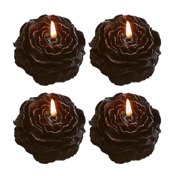 4 pionformade ljusprydnader, blomljus, blomdoftljuspresenter black Style 4