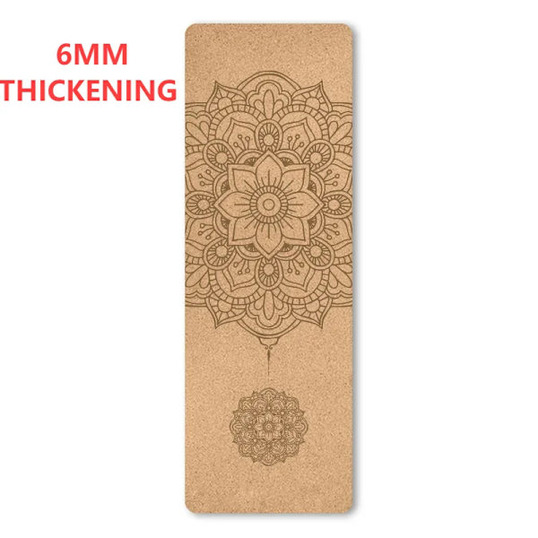 6mm Naturkork TPE Yogamatta Halksäker Esterilla Yoga Svettabsorberande Hemma Fitnessmatta Gymnastik Pilates Mattor 183cmX61cmX6mm flower