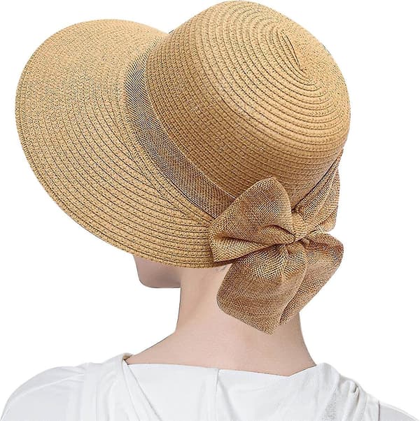 Sommerhatte til kvinder Bredskygget dame strandhat Lille pige solhat Foldbare damehatte Solhat med rem Khaki