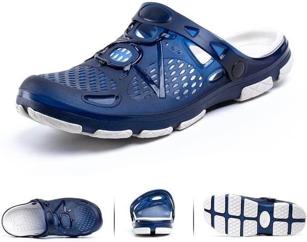 Herrträskor Trädgårdssandaler Lätta Trädgårdsträskor för män Sommarsandaler Fritidsmules Utomhus Pool Strand Blå Svart 9UK