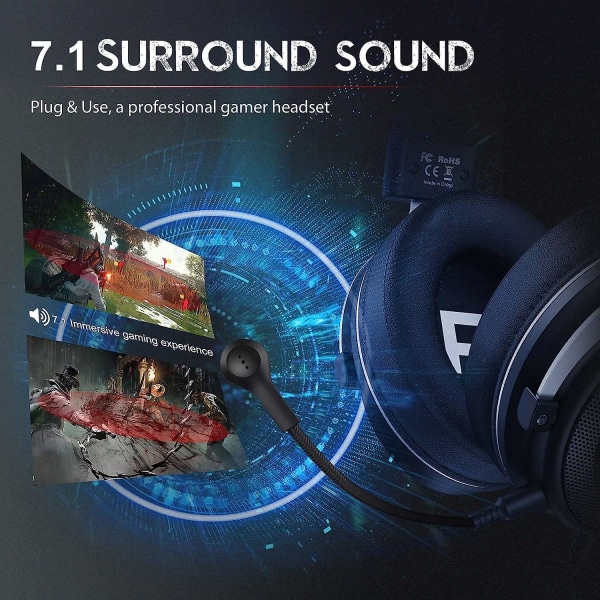 Gaming Headset med Mikrofon - USB til PS4/PC/PS5/Laptop