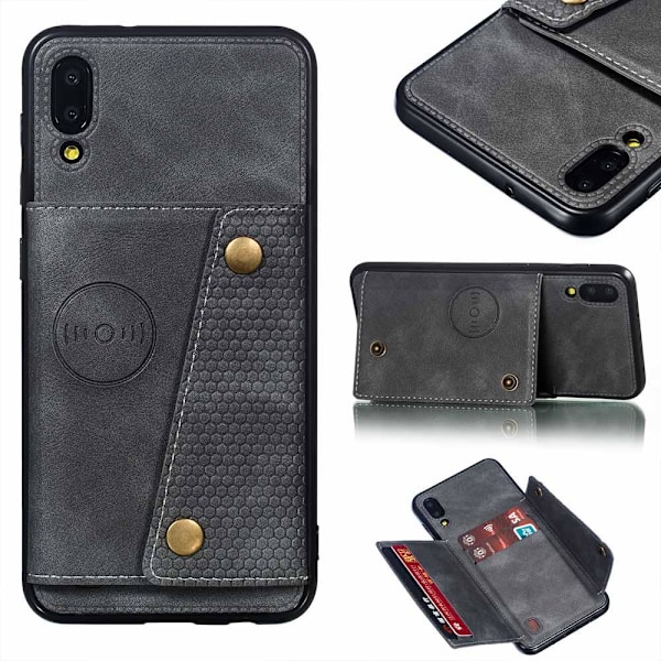 Samsung Galaxy A10 - Gennemtænkt Retro Cover med Kortlomme Sort Svart