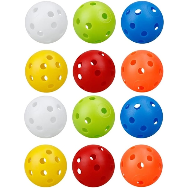 12-pakke golf treningsballer, hule treningsballer med luftstrøm, 42 mm plastgolfballer, for svingtrening, driving range, hjemmebruk