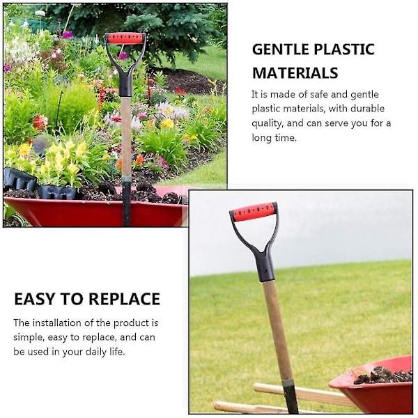 2 D-håndtak for spade, plast, godt håndtilbehør for snømåking, graving og raking