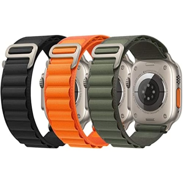 Kompatibel med Apple Watch Band Ultra 49mm 45mm 44mm 42mm 41mm 40mm 38mm, Robust Nylon SportsiWatch Serie 8/7/6/5/4/3/2/1/SE/Ultra Kvinder Mænd ..