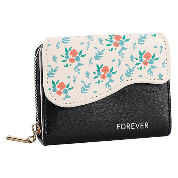 Liten blommig kort plånbok för damer liten fräsch flerkorts lapptäcke färg blommig plånbok style1