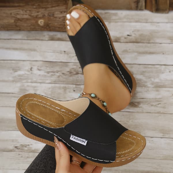 Dame letvægts sommer moderigtige peep-toe kile sandaler/slides til afslappet brug grey 41
