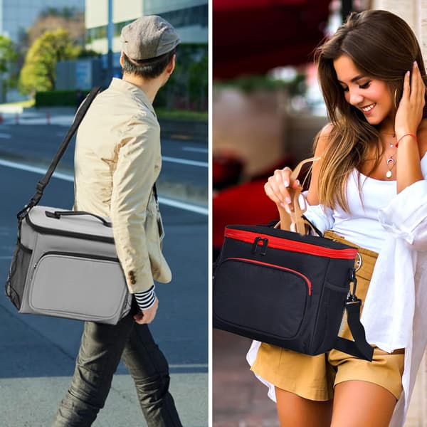 pc. Matboks, arbeidsveske med varmeisolasjon, 10L stor matpose med doble rom, kjølebag. Black