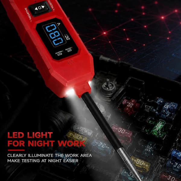 DW833 2-i-1 Bilkredsløbs- og bilrelætester LED-display Universal DC3.5-36V Køretøjs elektronisk relætestværktøj red