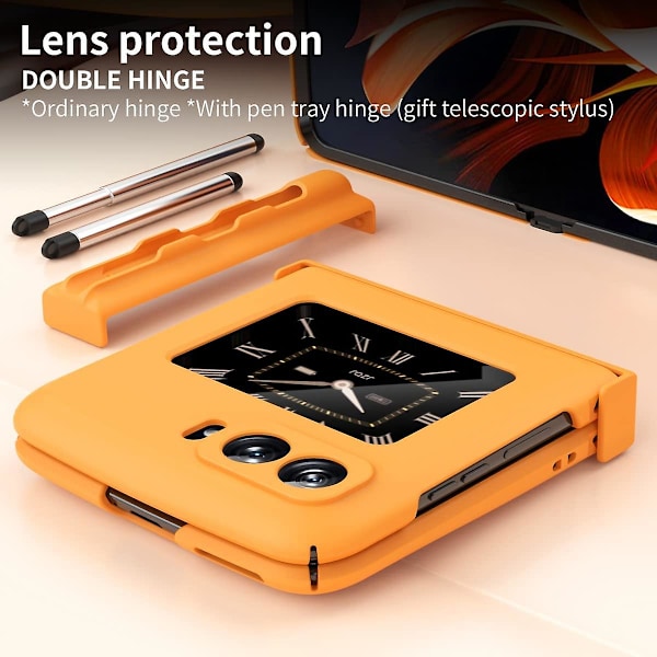 Etui kompatibelt med Motorola Moto Razr 2022, slankt PC-etui med hængselbeskyttelse og S Pen-holder Orange Orange For Moto Razr 2022