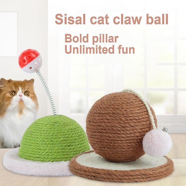Pet Kattunge Sisal Rope Weave Ball Slitstark Cat Scratching Board Leksak Grey
