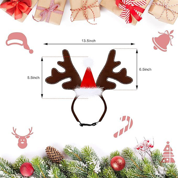 3 Pak Jule-Rensdyr Pandebånd Pet Pandebånd Kreativ Julekostume Hjortegevir Hund Pandebånd Velegnet til Julefest A2