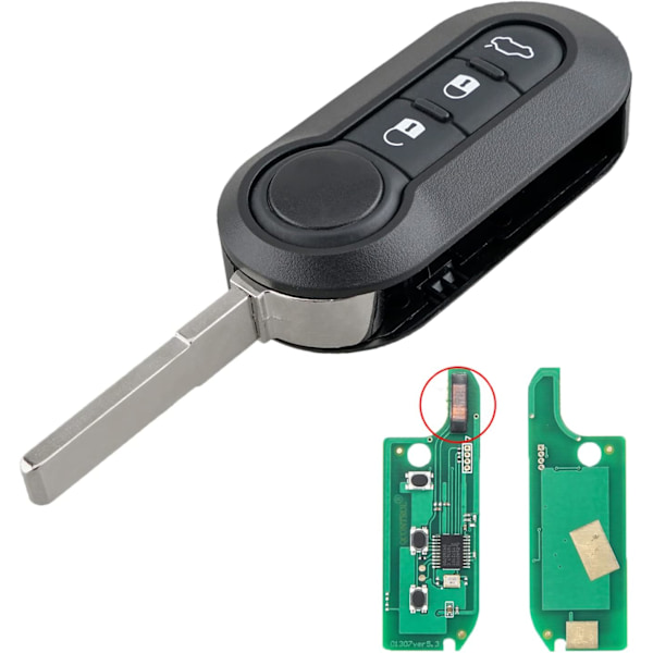 Bilnøkkel med 3 knapper 433 MHz fjernkontroll for Fiat 500 L MPV Ducato for Cit-ro-en Jum-per for Peu-ge-ot Box-er - Modell 2 + Marelli BSI
