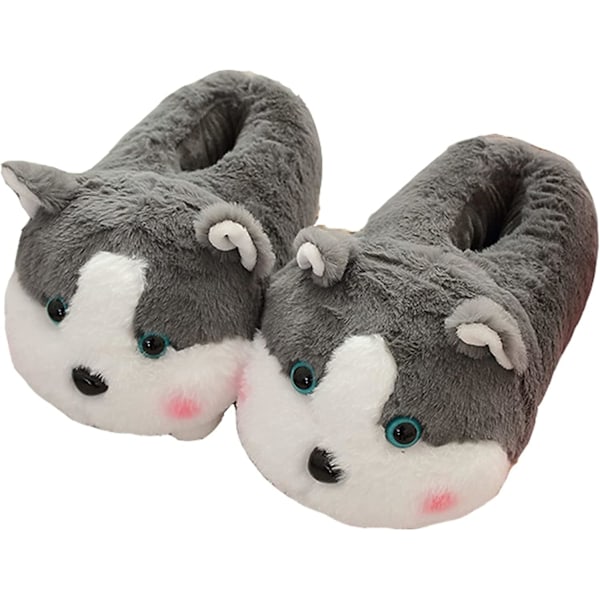 Djurfleecetofflor gris hamster anka