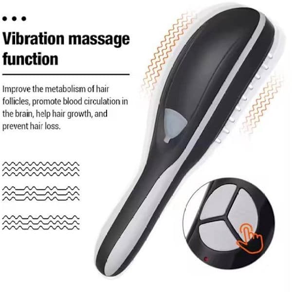 Hovedbundsmassagekam - Med rød/blå lysterapi - Vibrationsmassage - Hårstimulering - Anti-hårtab - ABS-materiale - Sort