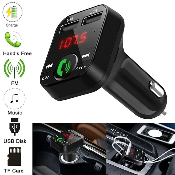 IC Trådløs Bluetooth Bil FM-sender 2 USB-oplader Aux Adapter Håndfri