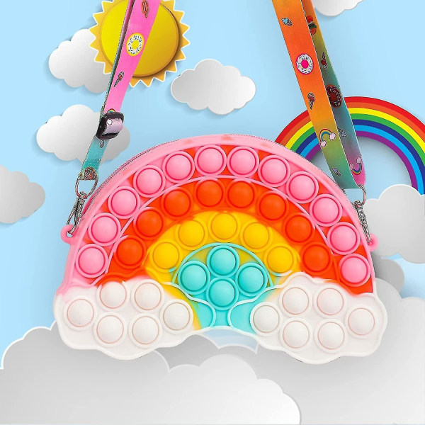 Runmeihe Rainbow Fidget Bag,pop Fidget Axelväska,pop Push Bubbles It Bag