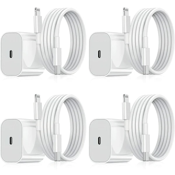 4-pak - Oplader til Samsung - Hurtigoplader - Adapter + Kabel 20W Hvid one size (NT) 4-pak 4-Pack Samsung
