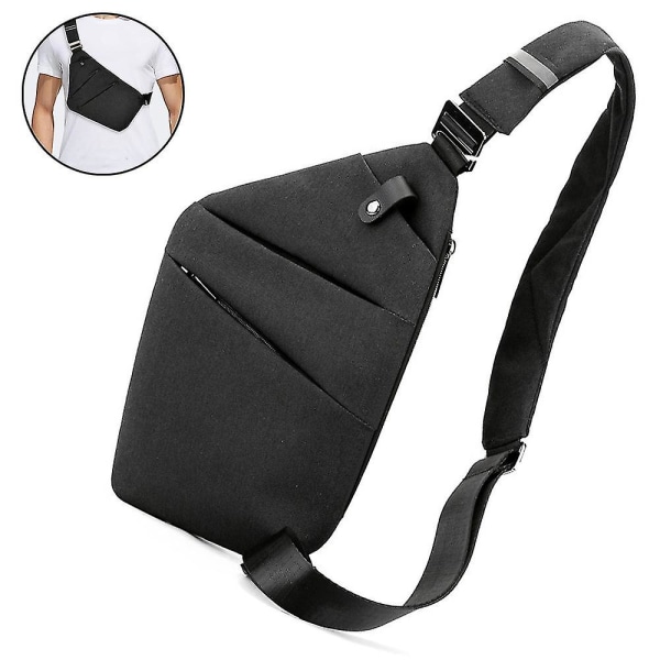 1 st Stöldskydd vattentät axelryggsäck Slingbröst Crossbody Bag Cover Pack Ryggsäck Cykel Sport Black