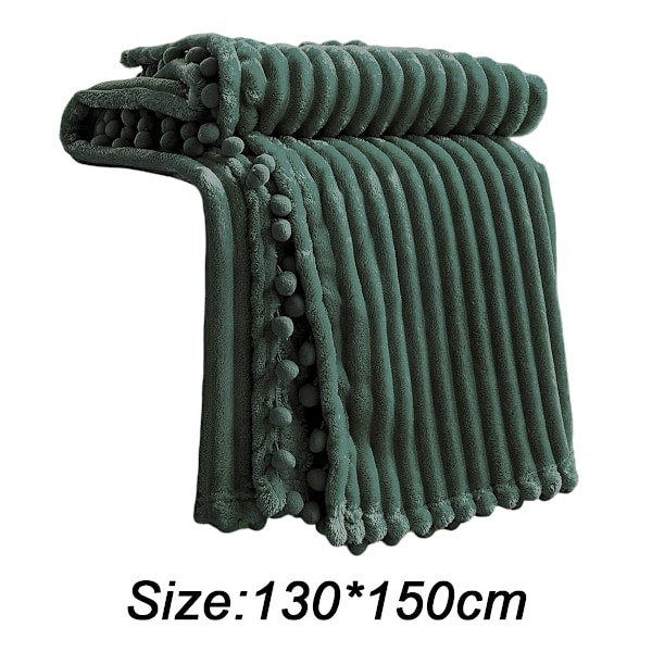 Fleecepledd 127 x 152 cm for Sofa, Seng, Supermyk og Koselig Plysj Mikrofiber Flanellpledd med 3D-Striper Lettvektig for green