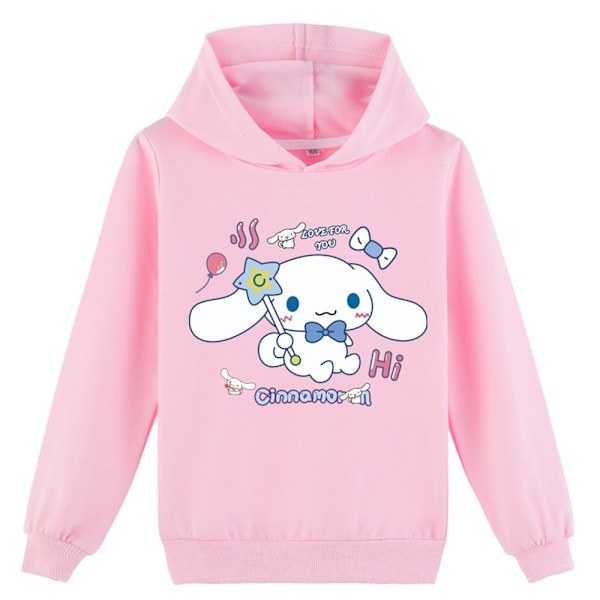 Børnepiger Cinnamoroll Langærmet Hættetrøje Sweatshirt Casual Hætte Pullover Toppe Pink Pink 150cm