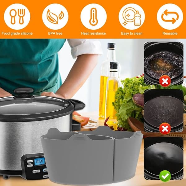Grå Slow Cooker-liners Passar Crockpot 6-8 QT, Återanvändbara Crock Pot-liners