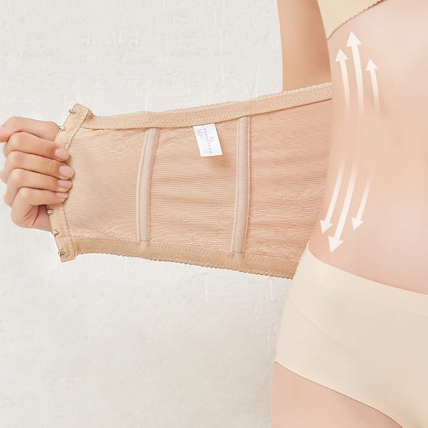 Spets Mesh Kvinnors Postpartum Magbälte Reparationsbälte Kort Bål Midjeträning Åtsittande Bälte (Hudfärg)