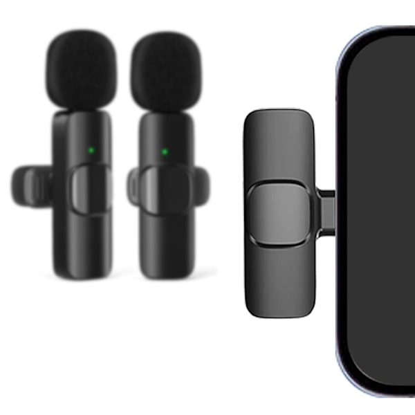 2-pack - Lavaliermikrofon för mobil - Trådlös - USB-C YY Black Svart