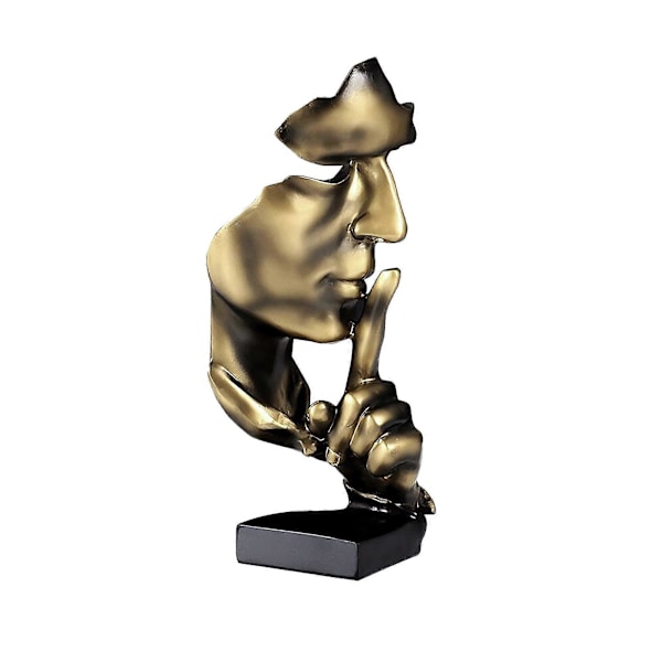 Håndlaget Stillhet er en Gylden Tenker-Statue, Moderne Minimalistisk Kunst i Resin, Abstrakt Skulptur for Skrivebord ved Inngangsparti, Kreativ Stue