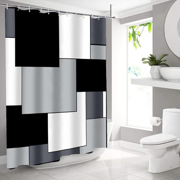 Sort badeforhæng Moderne badeforhængssæt Sort og hvid Sh (180*180cm) A19