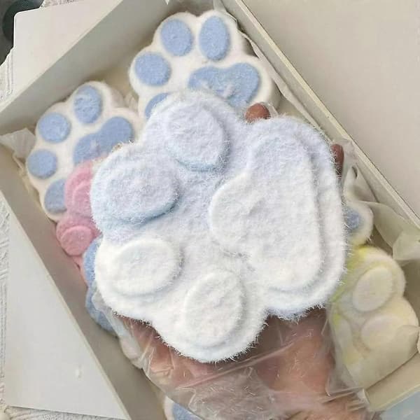 Taba Squishy Stor Katt, Squishy Pote, Squishy Pote for Barn og Voksne - Perfekt Blå og Hvit Blue and White L