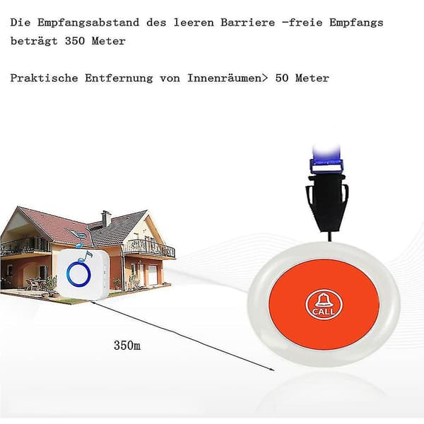 Nødknapp for eldre / eldre nødanrop / hjemmenødanrop internt 150m SOS-alarm trådløst for de som trenger omsorg pasient eldre