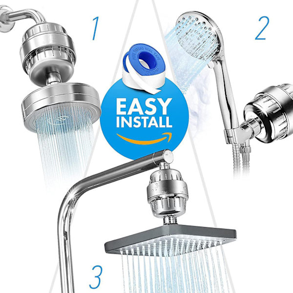 Klass 20 duschfilter Högpresterande duschvattenrenare Universal duschhuvudfilter med 2 utbytbara filter - Perfekt