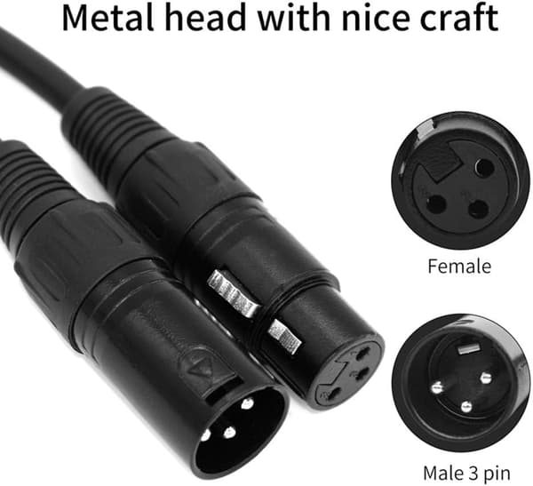 3' XLR-kablar, 3-stifts mikrofonkabel, studiokabel, 5 m