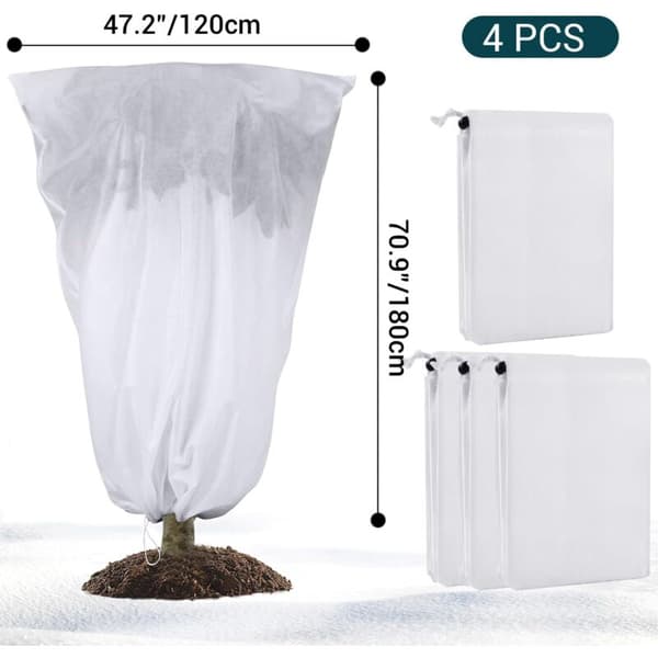 4-pak 120 x 180 cm Frostbeskyttelse med snøre til planter