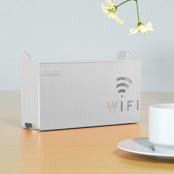 Trådløs WiFi-routerhylde til opbevaring, vægmonteret ABS-organisator - FF- Gray