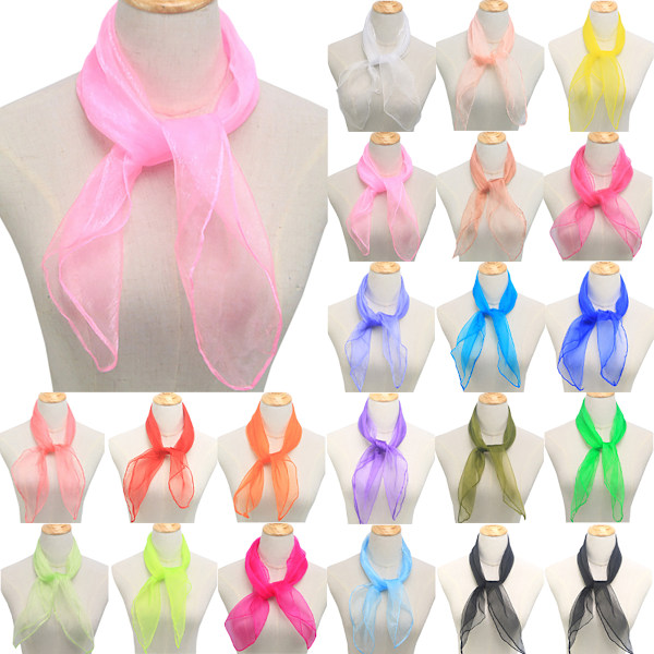 Dam Candy Color Sidenscarf Sjal Mode Retro Scarf Ljusgul Bright Yellow 60*60CM