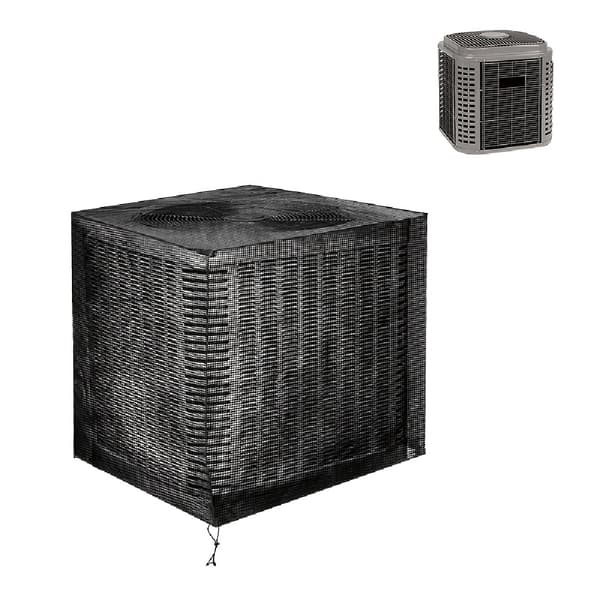 Fuldinddækket Airconditionovertræk Sort Mesh Udendørs med Ventilationsdesign, Kølebeskyttelse. Velegnet til Vindues AC-enheder 61*61*76cm