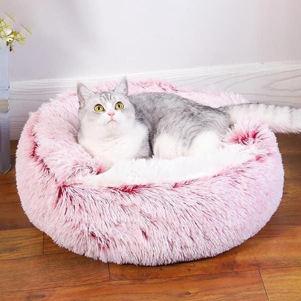 Katteseng - Hule kattekurv 40cm - beroligende og angstdæmpende - til små hunde/katte - munk - Pink