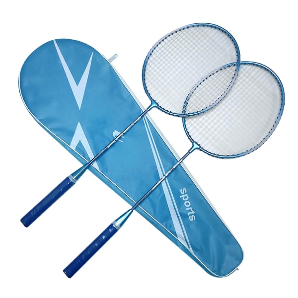 2st badmintonracketar och bärväska set Badmintonracket set inomhus utomhussport tillbehör A-9 Blue