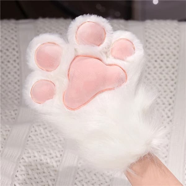 Søde Kattepote Vinterhandsker til Kvinder, Cosplay Varme Håndvarmere med Poteprint Design til Kvinder Sort Black 1pair