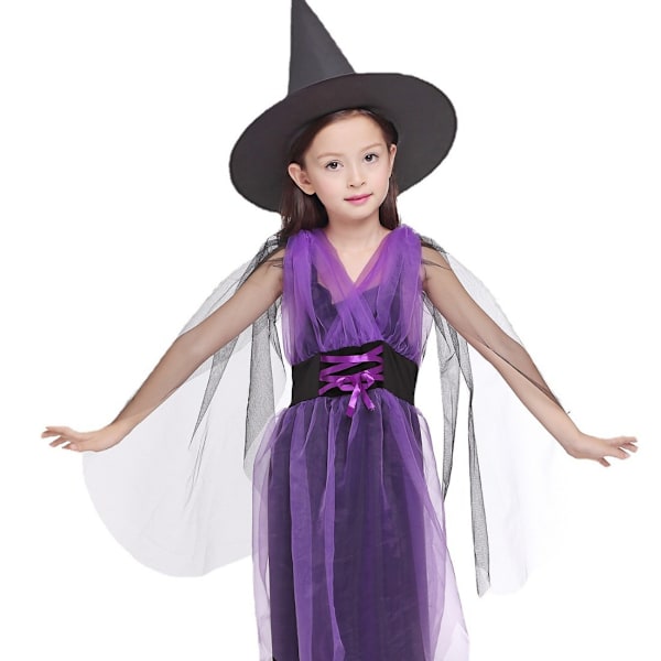 Tjejhäxa Kostym 100-150cm för Halloween Cosplay och Uppträdande orange 110cm