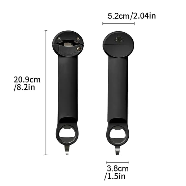 Sammenleggbar flaskeåpner, justerbar multifunksjonell rustfri stål boksåpner, veggmontert flaskeåpner Black