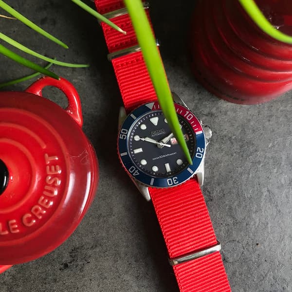 Rød NATO-rem 14mm Red