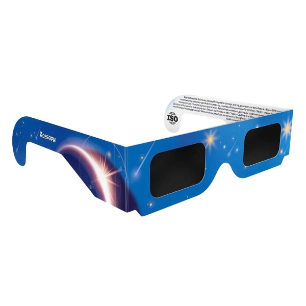 Solförmörkelseglasögon, (10-pack) solförmörkelseobservationsglasögon, säkra solskyddsglasögon för direkt solbeskådning, Bonus Smartphone Photo Filter Lins, Blue Stars B