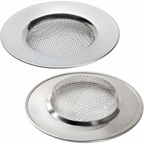 Sæt med 2 vaskesier til bruser, prop hårfanger badekar eller køkkenvask rustfri stål vaskesi. 7,6 cm diameter